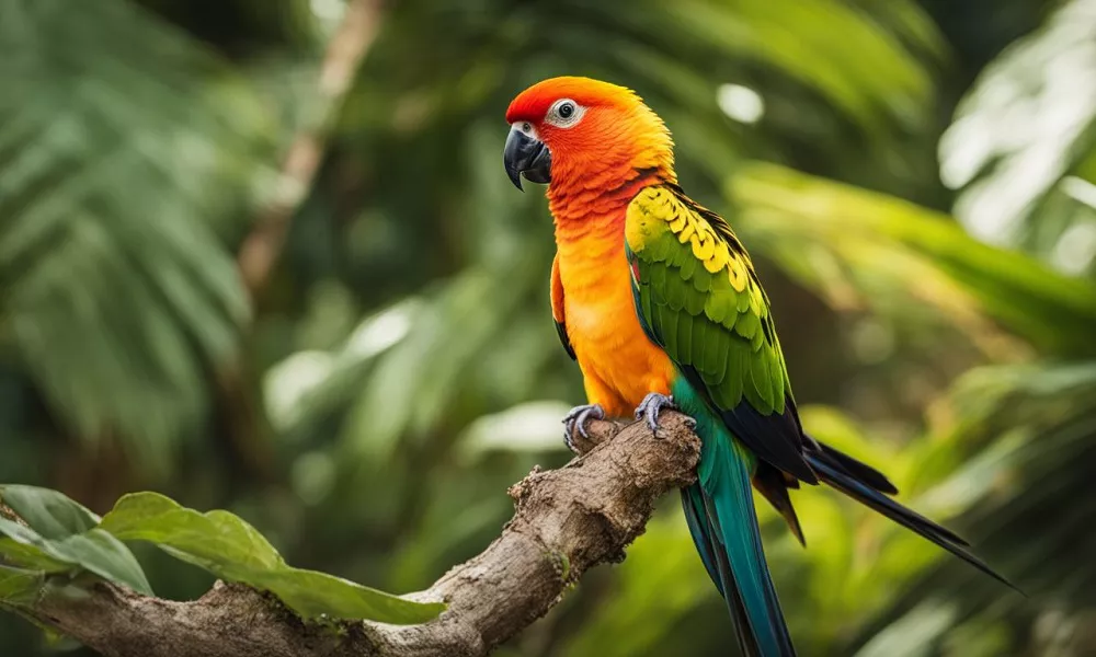 Jenday Conure Perched on a Branch